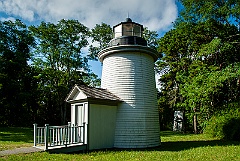 One of Restored Three Sisters Lights in Park on Cape Cod